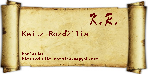 Keitz Rozália névjegykártya